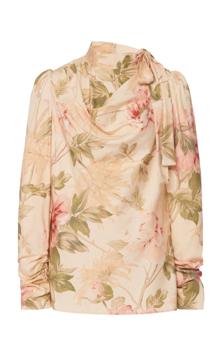 Zimmermann Espionage Floral-print Stretch-silk Blouse Size: 0