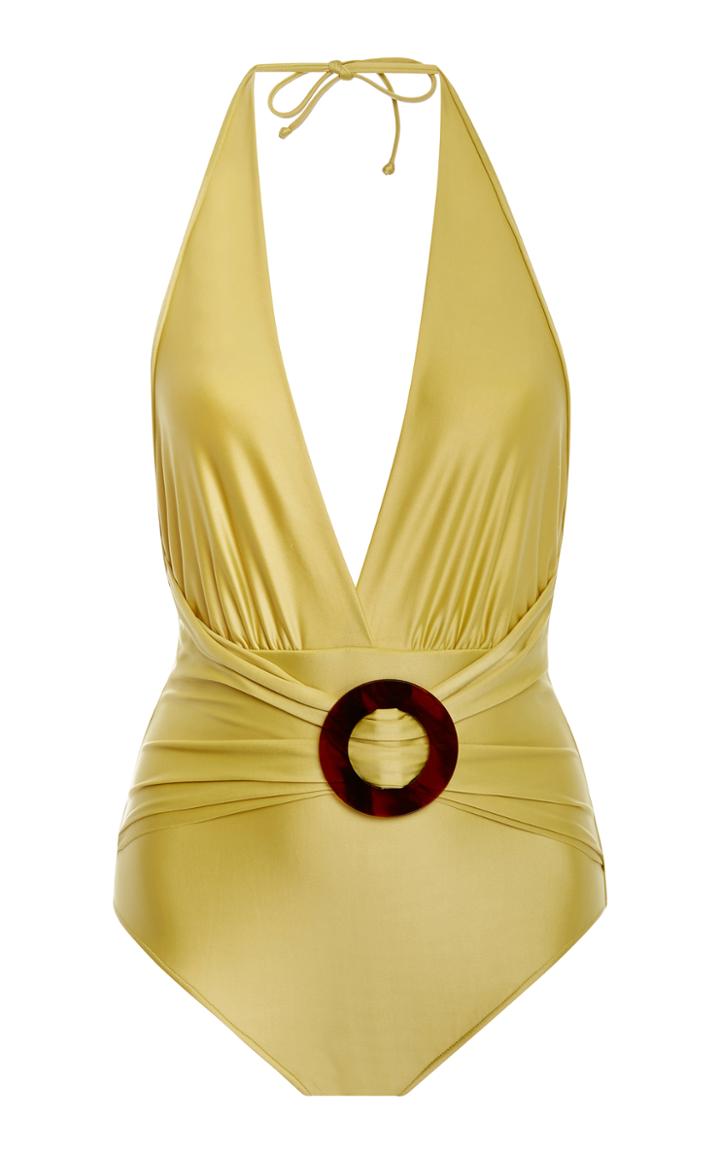 Adriana Degreas Halterneck Plunge Buckle Swimsuit