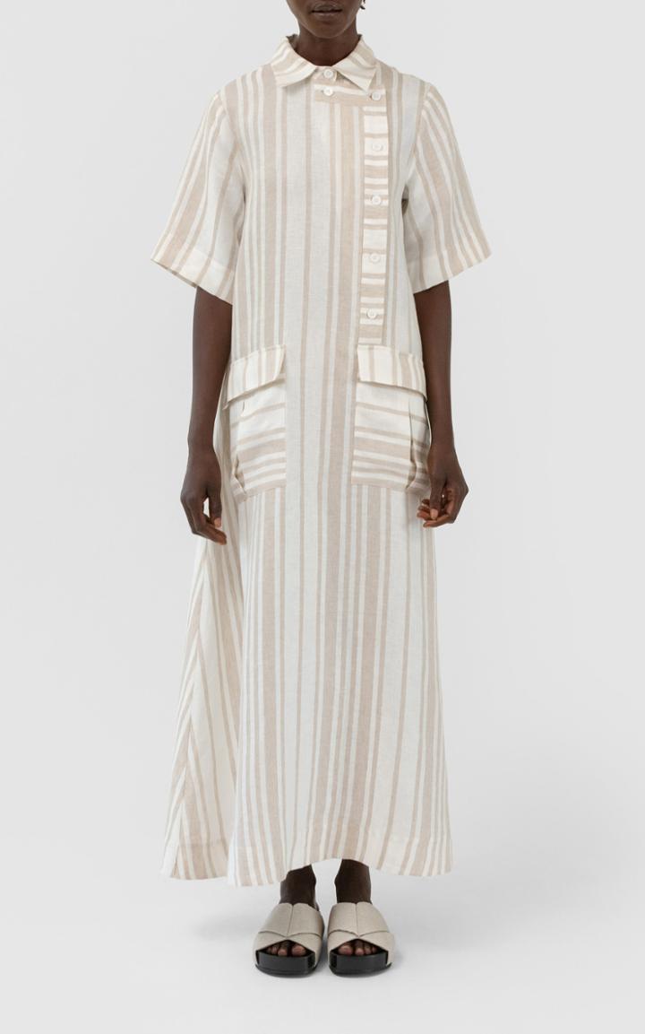 Moda Operandi Co Linen Asymmetrical Closure Shirt Dress
