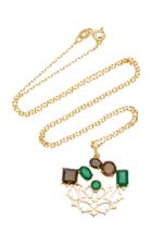 Donna Hourani Respect 18k Gold Quartz And Emerald Necklace
