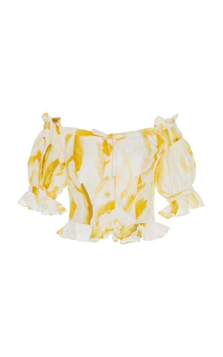 Moda Operandi Cult Gaia Kiki Printed Cotton-silk Off-the-shoulder Top Size: Xs