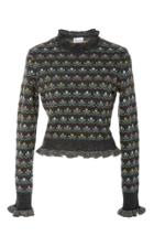 Red Valentino Long Sleeve Floral Jacquard Sweater
