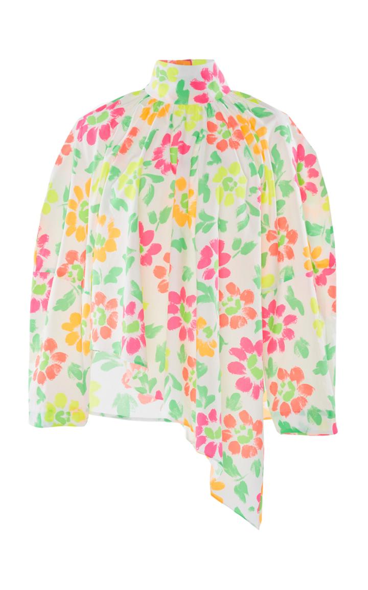 Christopher Kane Neon Floral Poplin Top
