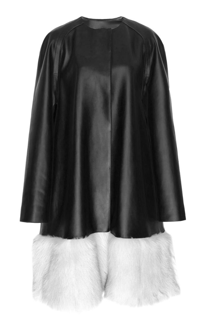 Loewe Shearling Trim Leather Coat