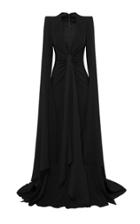 Moda Operandi Alex Perry Lane Drape-detailed Cape-sleeve Satin Crepe Gown