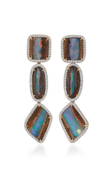 Pamela Huizenga Australian Boulder Opal And Diamonds Earrings