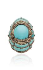 Wendy Yue Turquoise And Black Diamond Ring Size: 7.75