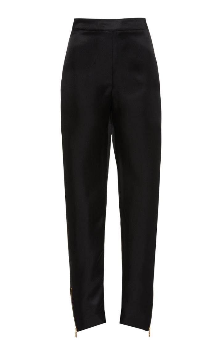 Brandon Maxwell High-rise Zip-detailed Silk Cigarette Pants