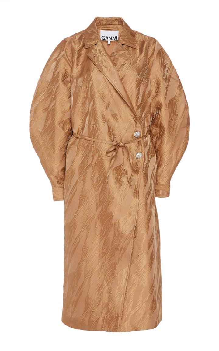 Ganni Button-trim Jacquard Wrap Dress