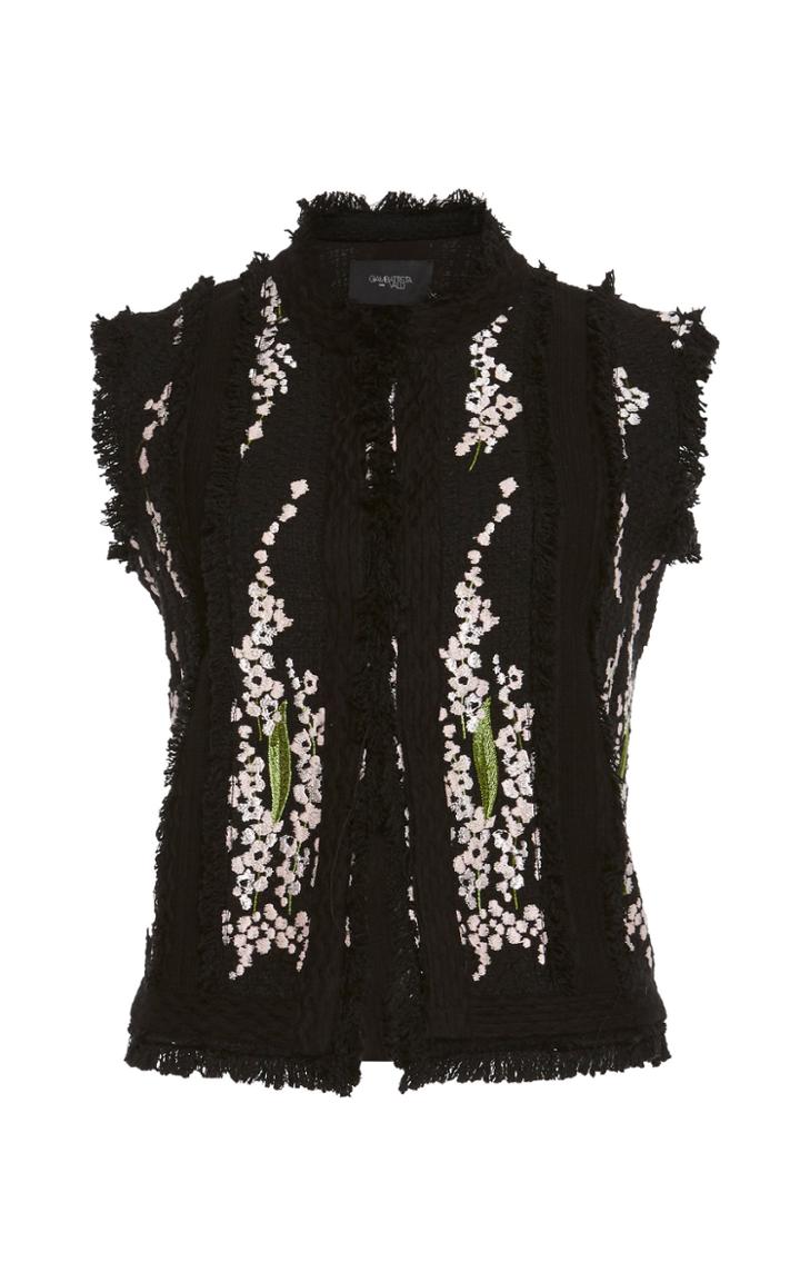 Giambattista Valli Frayed Embroidered Cotton-blend Vest