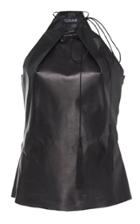 Cushnie Tassel-embellished Halter Leather Top