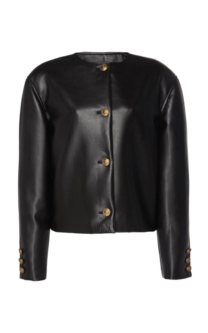 Philosophy Di Lorenzo Serafini Collarless Faux Leather Jacket