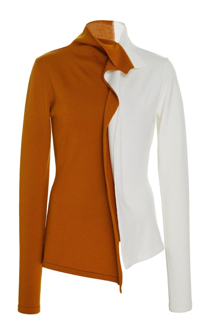 Monse Half & Half Ruffle Turtleneck