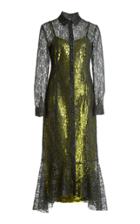 Moda Operandi Huishan Zhang Hesper Sequin-detailed Lace Midi Shirt Dress