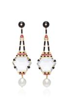 Hanut Singh One-of-a-kind Mughal Red Carpet Earrings In White Topaz Ruby Diamonds And Pearls