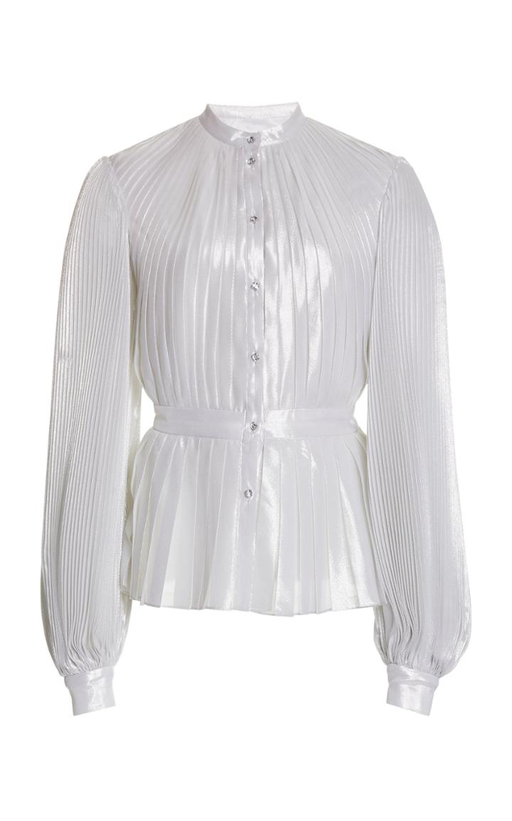 Moda Operandi Semsem Pleated Lam Peplum-hem Top