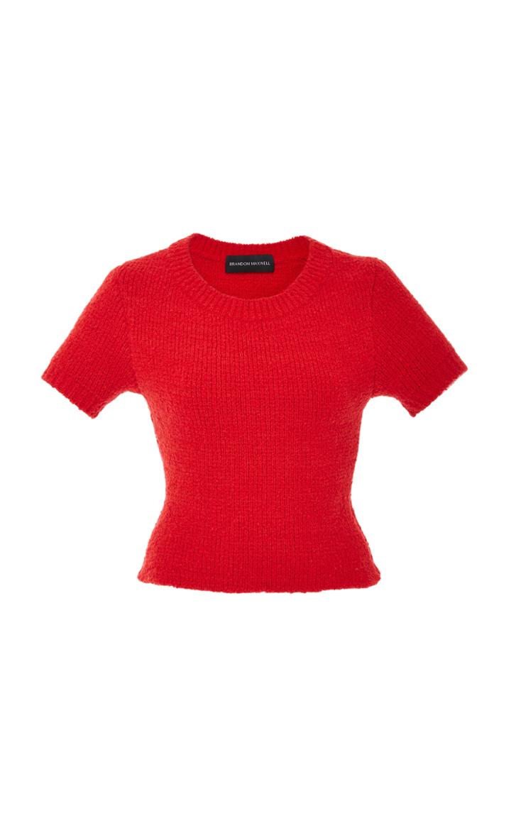 Brandon Maxwell Boucle Crew Neck Top