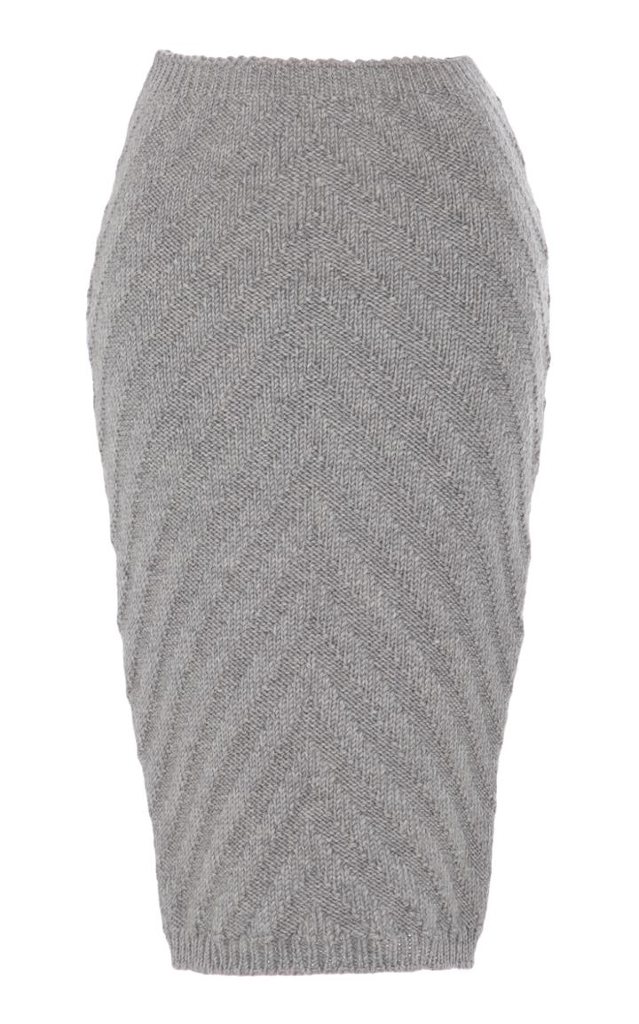 Nanna Van Blaaderen Grey Mlange 'v'-ribbed Tube Skirt