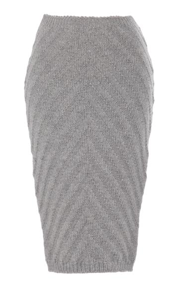 Nanna Van Blaaderen Grey Mlange 'v'-ribbed Tube Skirt