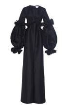 Leal Daccarett Ninfa Front-tie Cady Silk-blend Shirt-dress With Puffed Sleeves