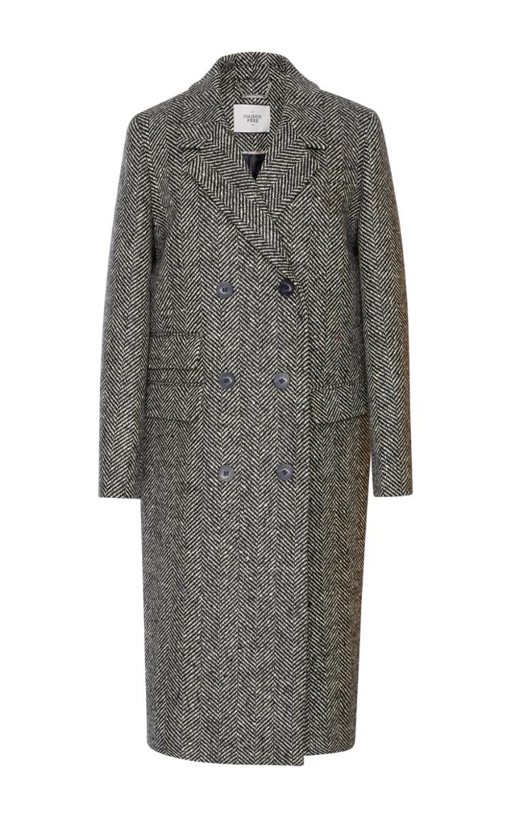 Maison Pre Herringbone Wool Overcoat