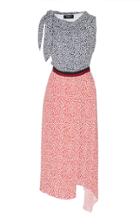 Paule Ka Printed Colorblock Crepe Dress