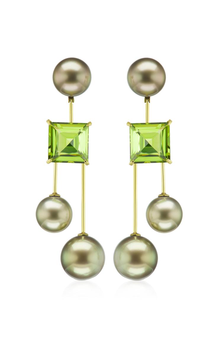 Moda Operandi Assael One Of A Kind 18k Green Gold And Peridot Square Mobile Earrings