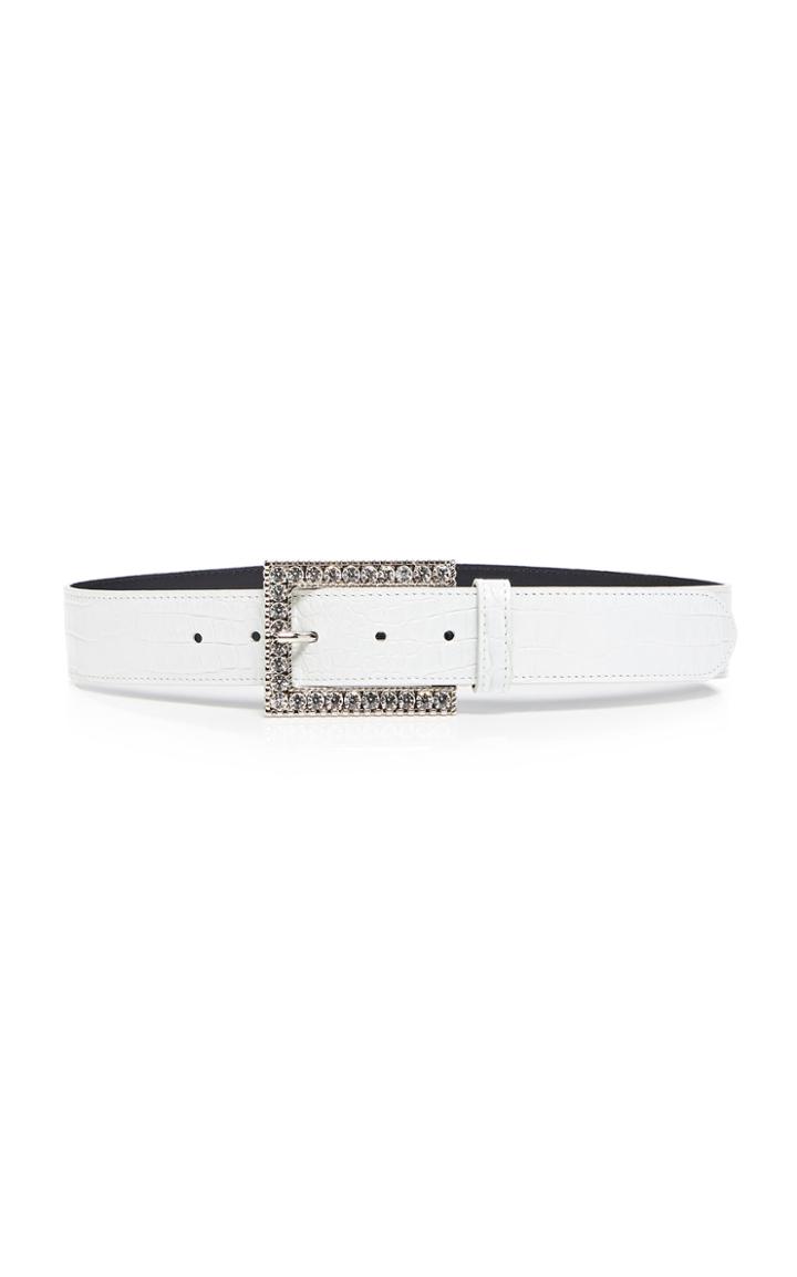 Moda Operandi Alessandra Rich Glass Crystal-embellished Croc-effect Leather Belt Siz