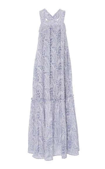 Amber Sakai Floral Printed Cross Back Dress