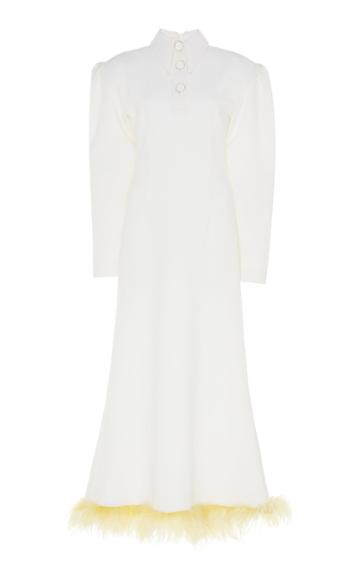 Rowen Rose Feather-trimmed Wool Polo Maxi Dress