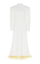 Rowen Rose Feather-trimmed Wool Polo Maxi Dress