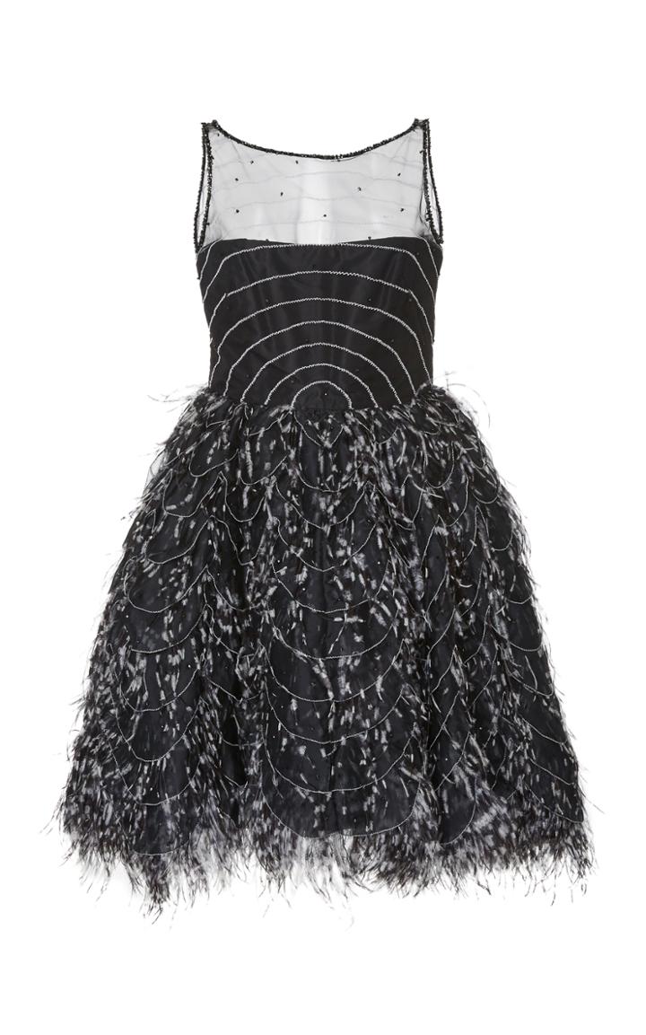 Alexandra Vidal Beaded Mini Dress With Ostrich Feathers