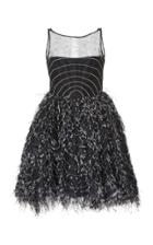 Alexandra Vidal Beaded Mini Dress With Ostrich Feathers