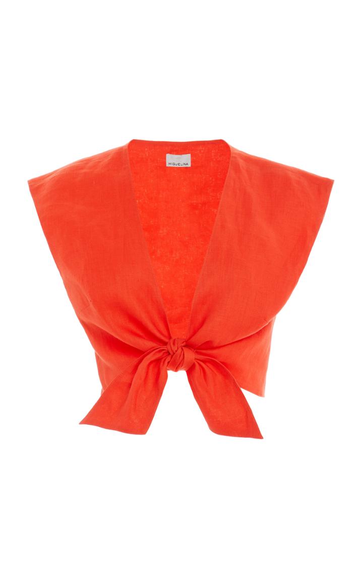 Miguelina Marcy Knotted Linen Top