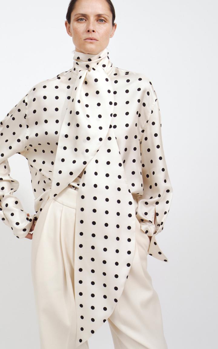 Petar Petrov Exaggerated Neck Tie Satin Blouse