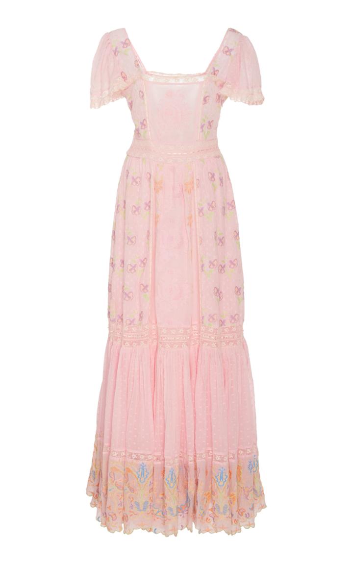 Moda Operandi Loveshackfancy Norma Cotton Drop Hem Maxi Dress Size: 00