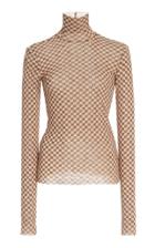 Nanushka Harri Checked Jersey Turtleneck Top