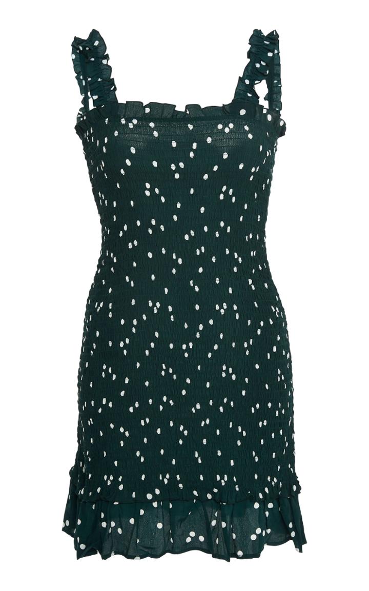 Faithfull The Brand Del Mar Smocked Polka-dot Voile Mini Dress