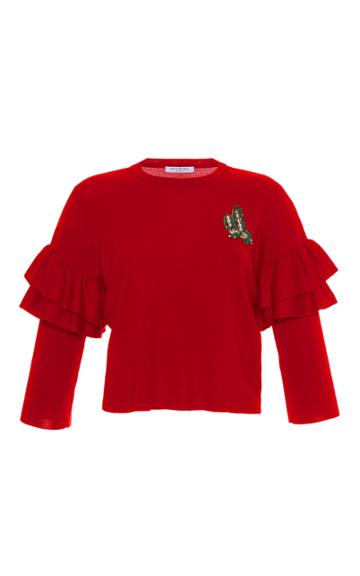 Vivetta Ribe Ruffle Sleeve Knit Top