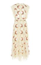 Costarellos Ruffled Embroidered Lace Dress