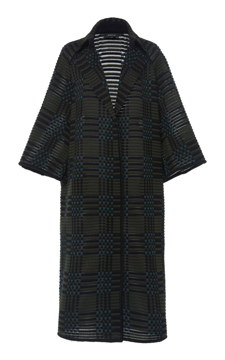 Akris Elisa Wool-blend Knit Plaid Coat