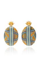 Silvia Furmanovich Marquetry Blue And Yellow Oval Earrings