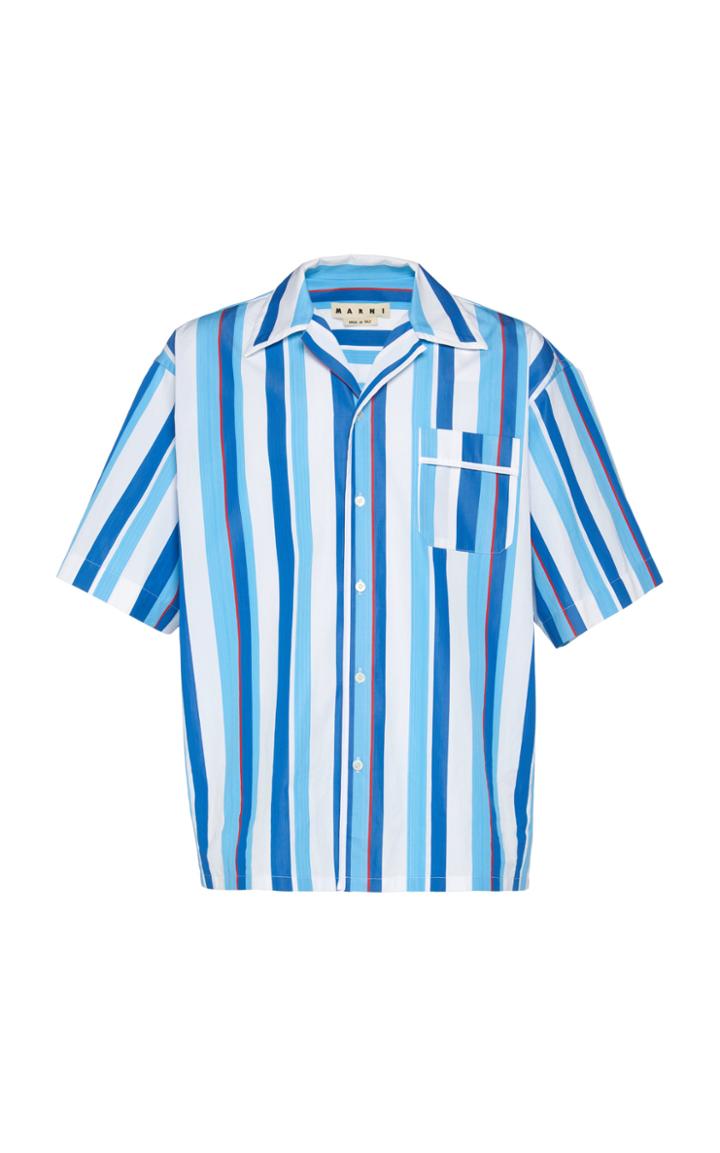 Marni Camp-collar Striped Cotton-poplin Shirt
