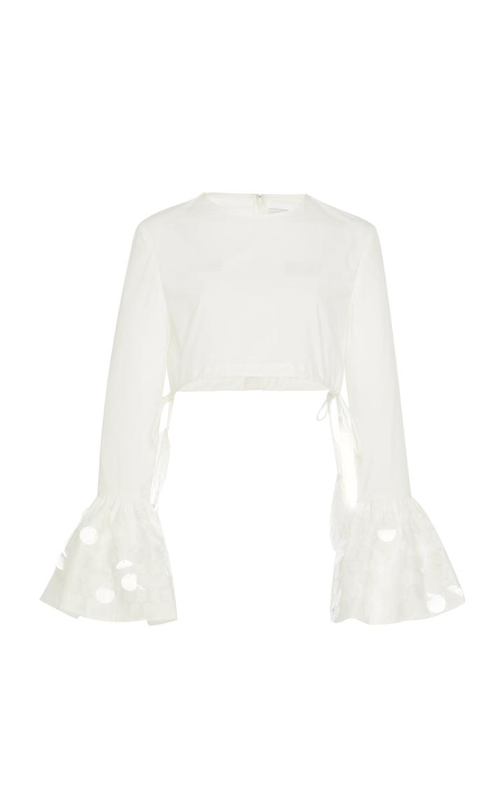 Huishan Zhang Annette Bell Sleeve Crop Top