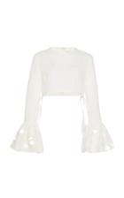 Huishan Zhang Annette Bell Sleeve Crop Top