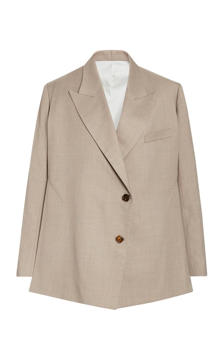 Eftychia Mock Double-breasted Twill Blazer
