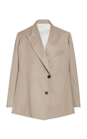 Eftychia Mock Double-breasted Twill Blazer