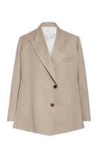 Eftychia Mock Double-breasted Twill Blazer