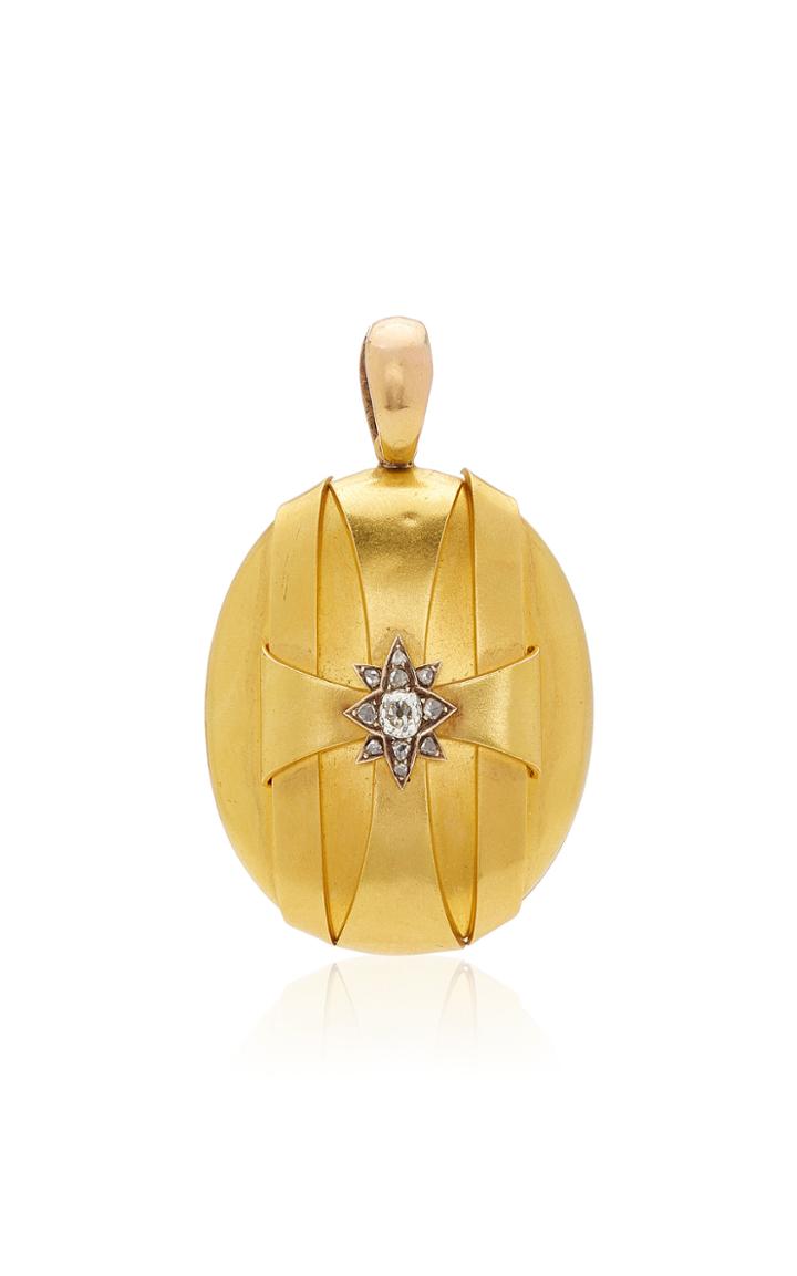 Moda Operandi Stephanie Windsor 18k Yellow Gold Victorian Locket Featuring Old Mine