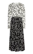 Self Portrait Two-tone Floral-print Crepe Midi Dress